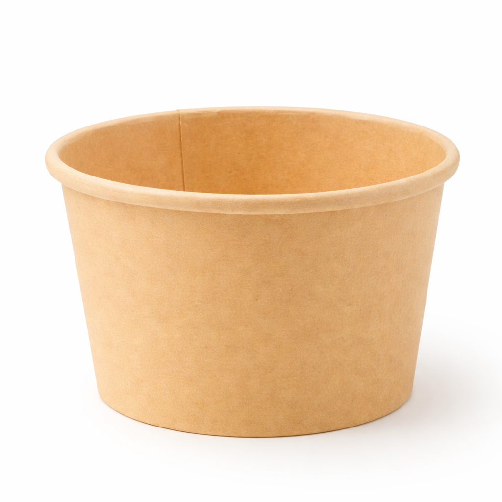 Kraft Round Container Pla Lining 8Oz 96X77X62mm (500pcs/ctn)