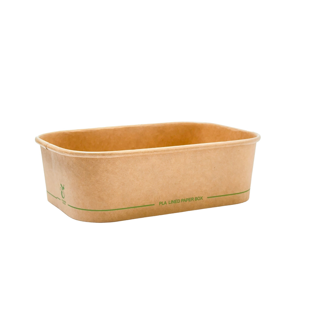 [KRF-CONT650-300] Kraft Rectangle Deli Container PLA 650ml(300pcs/Ctn)50pcsx6slvs