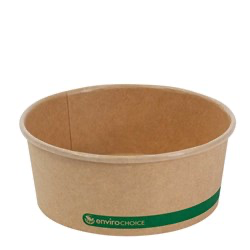PLAnet Container Round Salad Bowl PLA Lined Paperboard Kraft 24 oz(300pcs)50pcsx6slvs