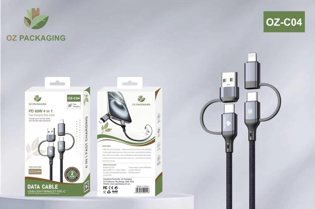 [OZ-C04] Fast charging Data cable 4 in 1