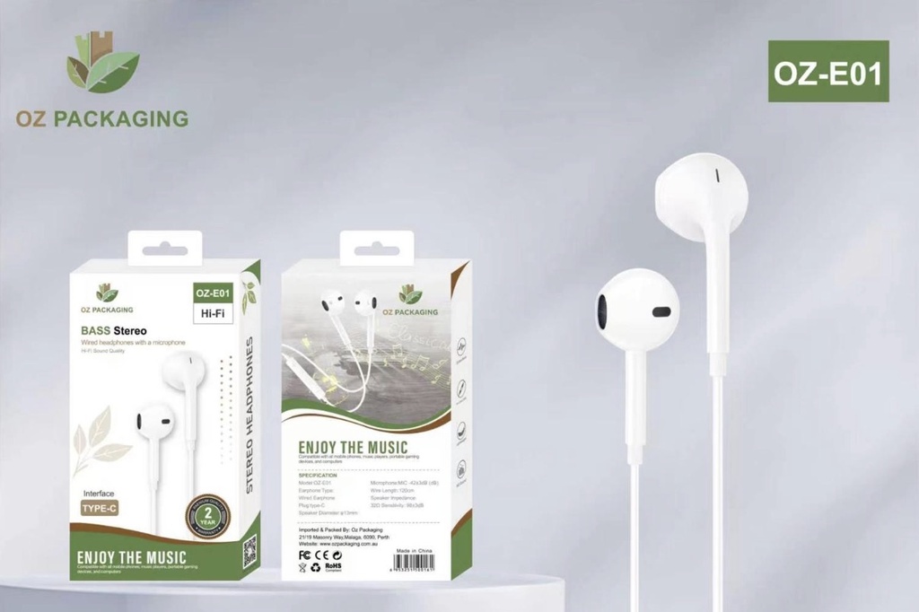 [OZ-E01] Wired Headphones Bass stereo
