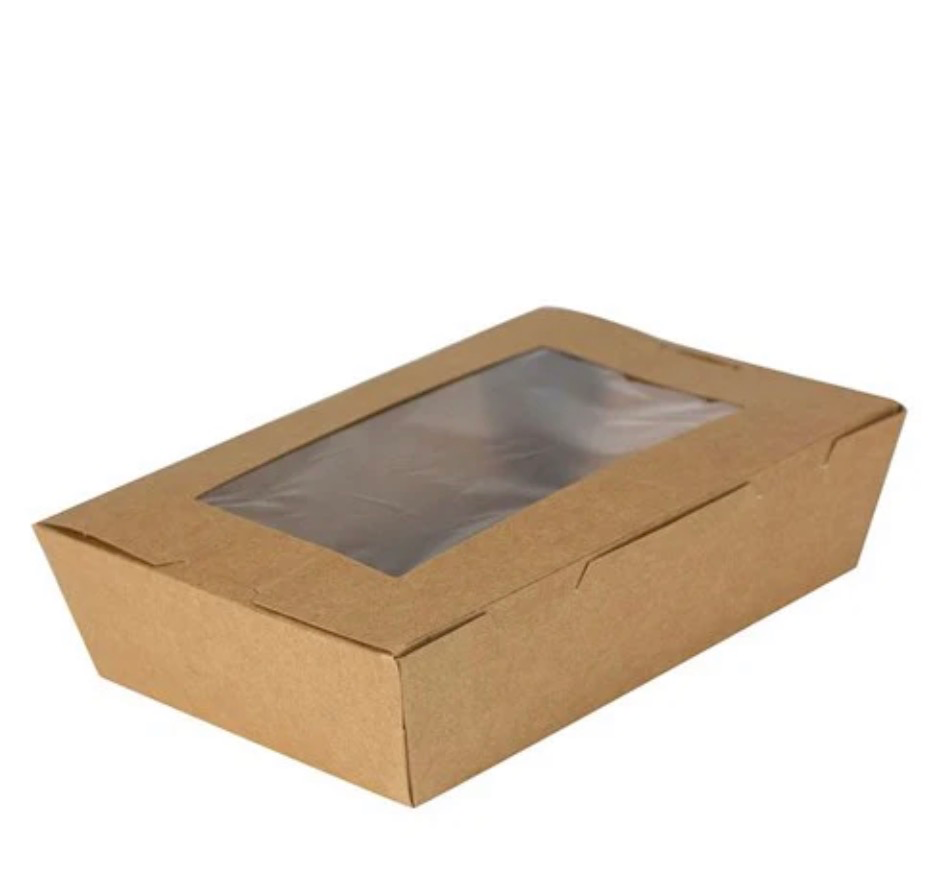 Kraft Lunch Box + window 180x120x50 (200pcs/ctn)