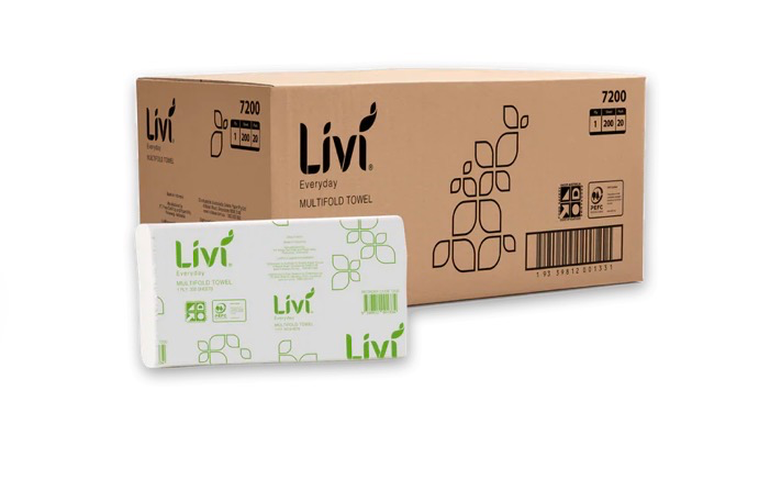 Hand Towel Multifold Livi 1 ply x 200 Sheets