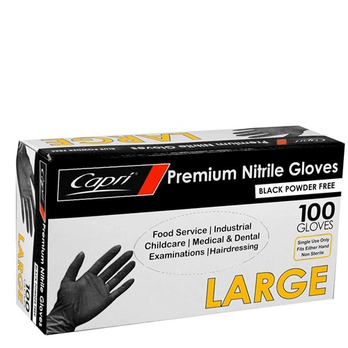 Capri Gloves Nitrile Powder Free Black Large