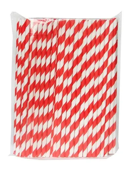 Straw paper Red/White Stripe 200mm (250PCS/PKT)