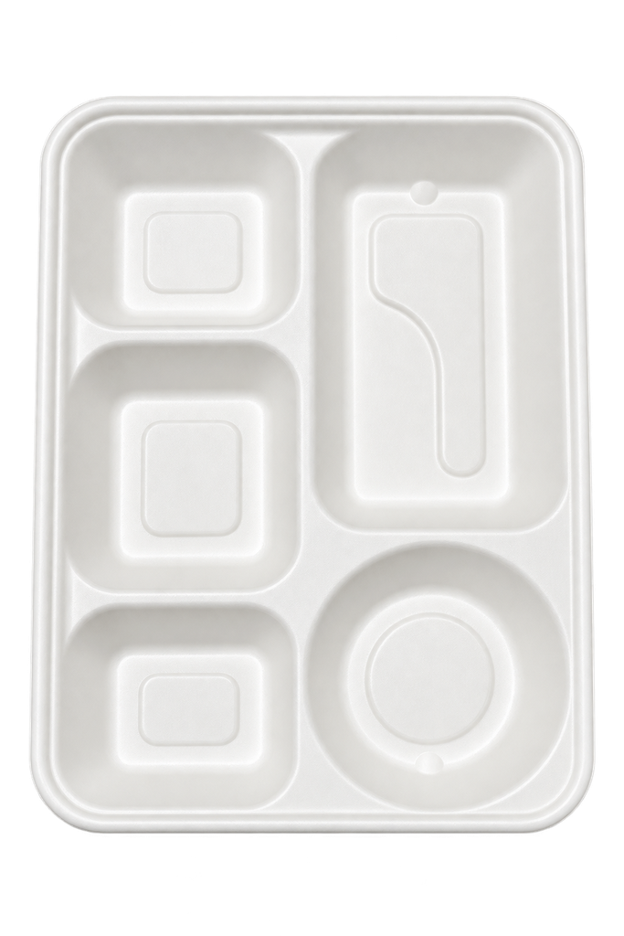 [PLATE-SC5-400] Sugarcane  Plate 5 Comp (400pcs/ctn) 50pcs x 8slvs