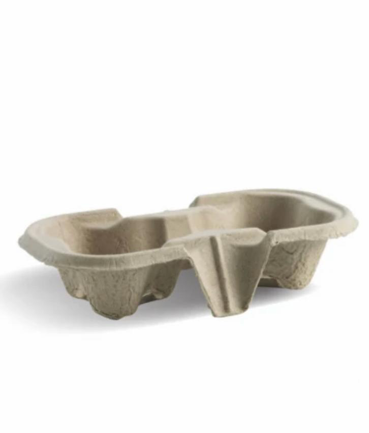 [TRAY-FIBRE2-500] Moulded Fibre Carry Tray 2cup (500pcs)50 pcsx10 slvs