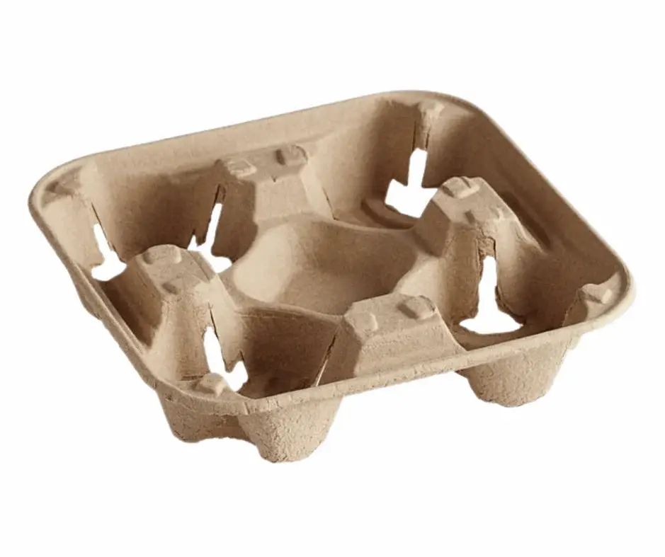 [TRAY-FIBRE4-300] Moulded Fibre Carry Tray 4cup (300pcs/ctn)75Pcsx4slvs