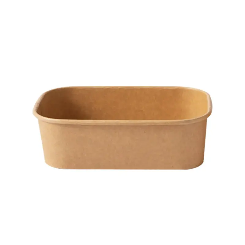 [KRF-CONT500-300] Kraft Rectangular Deli Container 500ml PLA (300pcs/ctn)50pcsx6slvs