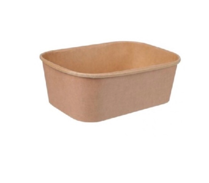 [CONT-RECT750] Kraft Rectangular Deli Container 750ml PLA Coating (300pcs/ctn)