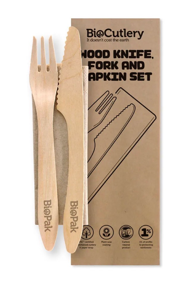 Wooden Fork,knife & Napkin Set (400sets/ctn)